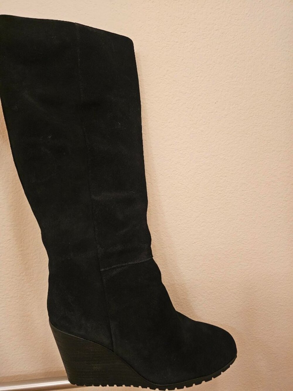 NWT Splendid Size 9.5 Black Wedge Zip Up Knee High Boots